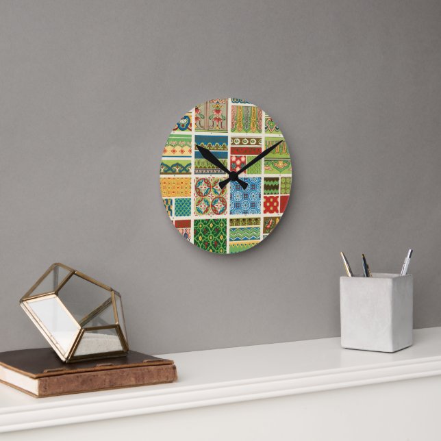 Antique Colorful Patchwork Rund Klocka (Kontor)