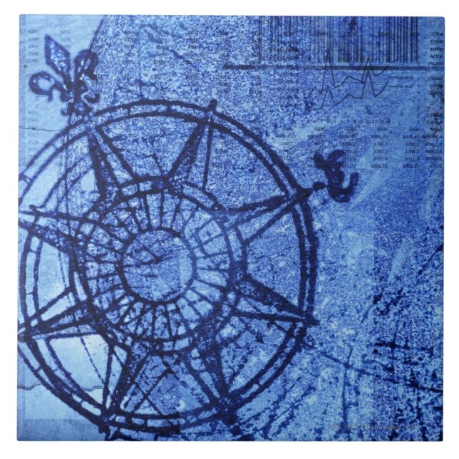 Antique compass ro kakelplatta (Framsidan)