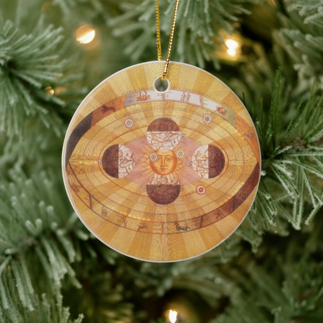 Antique Copernican Solar System, Vintage Astronomy Julgransprydnad Keramik (Träd)