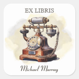 Antique Copper-telefonbokskylt Fyrkantigt Klistermärke