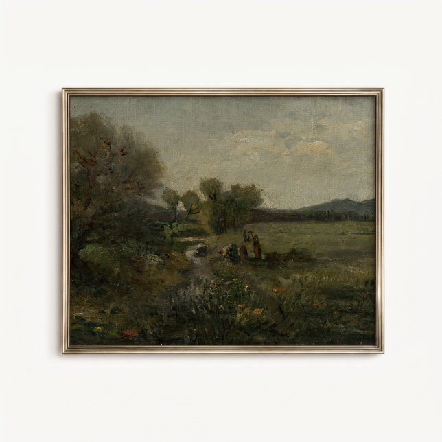 Antique Countryside Creek Wall Poster (Antique Countryside Creek Wall Art Poster - close-up view (frame/decor not included))