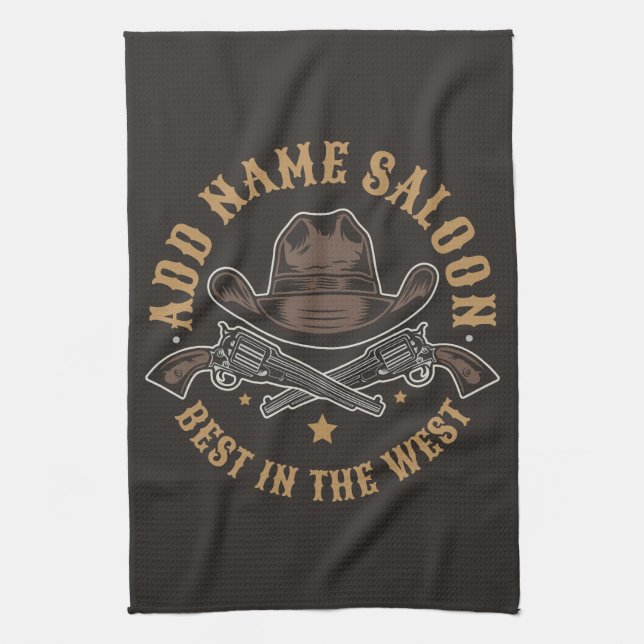 Antique CowboyGuns ADD NAMN Old Vilda western Salo Kökshandduk (Vertikal)