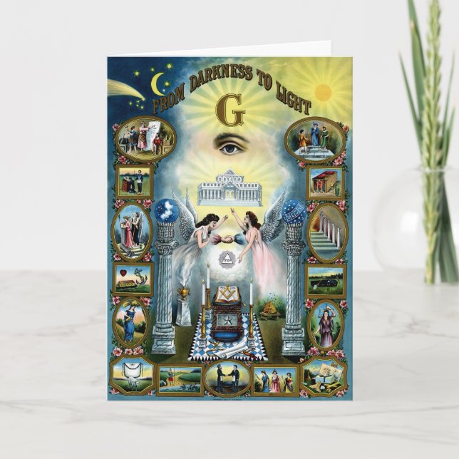 Antique Craft Freemasonry Masonic Hazen Kort (Framsida)