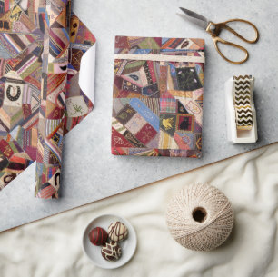 Antique Crazy Quilt Mönster - Roligten Folkkonst Presentpapper