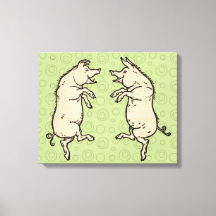 Antique Dancing Grisar: Whimsical Vintage Piggy Ji Canvastryck
