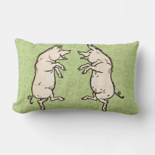 Antique Dancing Grisar: Whimsical Vintage Piggy Ji Lumbarkudde