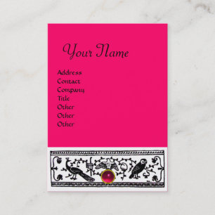 ANTIQUE DECOR, RUBY MONOGRAM, rosa Red Visitkort