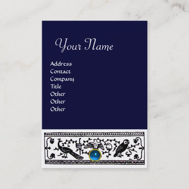 ANTIQUE DECOR, SAPPHIRE MONOGRAM, blå Visitkort (Framsida)