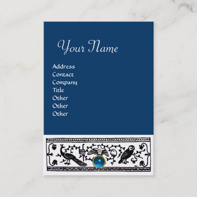 ANTIQUE DECOR, SAPPHIRE MONOGRAM, blå Visitkort (Framsida)