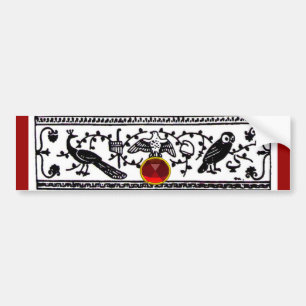 ANTIQUE DECOR,SVART VITDJUR,FÅGLAR RÖDA RUBY, BILDEKAL
