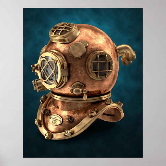 Antique Deep Sea Diving Helmet Poster (Framsidan)