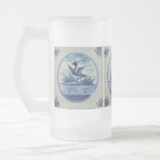 Antique Delft Blue Tile - Anka i Vatten Frostat Ölglas