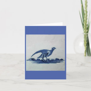 Antique Delft Blue Tile - Grouse in Grass Tack Kort