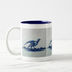 Antique Delft Blue Tile - Grouse in Grass Två-Tonad Mugg