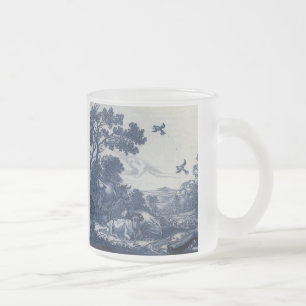 Antique Delft Blue Tile - Nötkreatur och fåglar Frostad Glasmugg