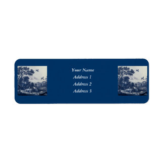 Antique Delft Blue Tile - Nötkreatur och fåglar Returadress Etikett
