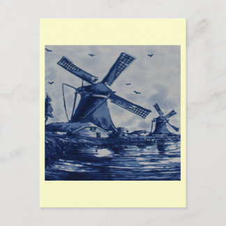 Antique Delft Blue Tile - väderkvarnar av Vatten Inbjudningar
