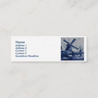 Antique Delft Blue Tile - Windmills av Vatten Mini Visitkort
