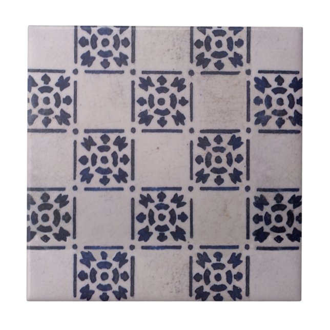 Antique Delft Tile Blue: Classic Dutch Art Mönster Kakelplatta (Framsidan)