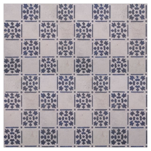 Antique Delft Tile Blue: Classic Dutch Art Mönster Tyg (Provkarta)