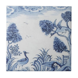Antique Delft Tile-Pastoral Scene-Blue & White-7 Kakelplatta