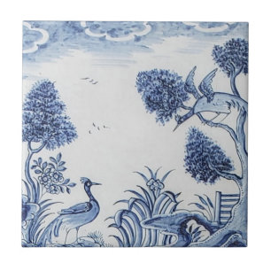 Antique Delft Tile-Pastoral Scene-Blue & White-7 Kakelplatta
