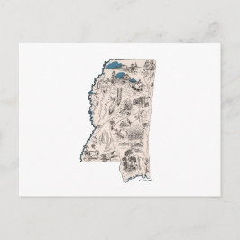 Antique-diagram för Mississippi Vintage Bild Karta Vykort