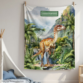 Antique Dinosaur Blanket Personlig Child Namn Fleecefilt