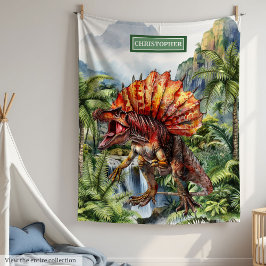 Antique Dinosaur Personlig Barns födelsedag Fleecefilt