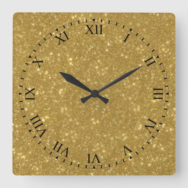 Antique Distress Guld Roman Ansikte Wall Clock Fyrkantig Klocka (Framsida)