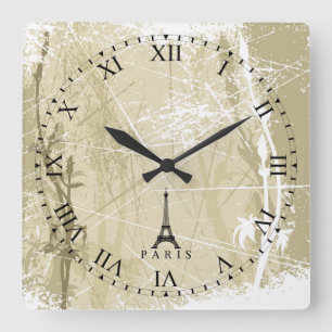 Antique Distress Roman Ansikte Paris Wall Clock Fyrkantig Klocka