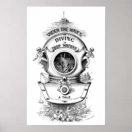 Antique diving helmet nautical poster