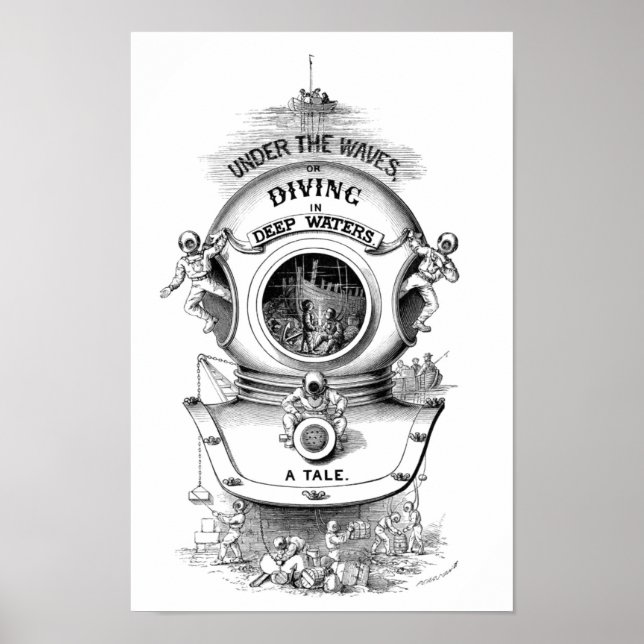 Antique diving helmet nautical poster (Framsidan)