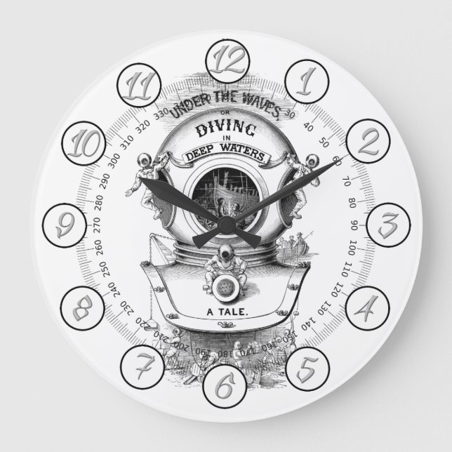 Antique diving helmet nautical stor klocka (Framsida)