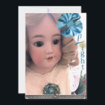 Antique Doll Flat Hanukkah-kort Julkort<br><div class="desc">Hanukkah önskemål till någon som är kär förmedlas av en angelisk docka av modell 1250 som tillverkas av skickliga judiska docktillverkare Simon & Halbig Co. av Tyskland,  cirka 1898-1910. Den fräcka påminnelsen om barnlik oskuld och magiska Hanakkuhs förflutna!</div>