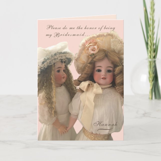 Antique Dolls 'Be My Bridesmaid' Card Kort (Framsida)