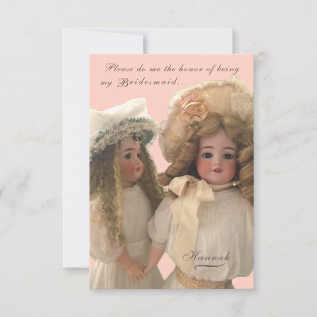 Antique Dolls 'be my Bridesmaid'-kort Tack Kort (Framsida)