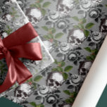 ANTIQUE DÖSKALLARS BLACK GRÅTT RO PRESENTPAPPER<br><div class="desc">Dessa vackra antika bakgrunder har mörk Gothic mönster i ett jultema med grymma döskallar,  grått förskönande och BLACK RO och holly löv. En söt idé för din goda jul!</div>