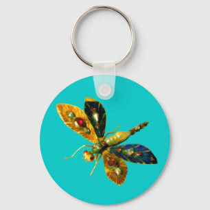 ANTIQUE DRAGONFLY JEWEL Aqua Blue,Teal Nyckelring