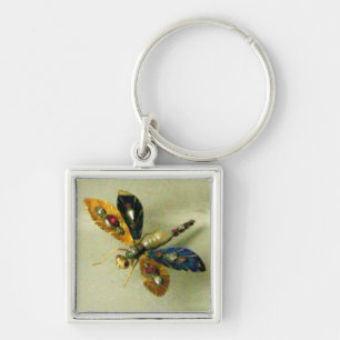 ANTIQUE DRAGONFLY JEWEL White Grått Fyrkantig Silverfärgad Nyckelring