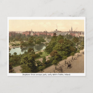 Antique Dublin Park Stephens Grönt Vykort