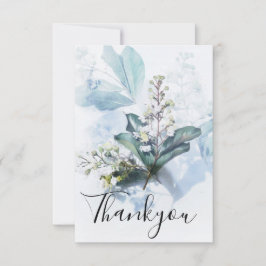 Antique Dusty Blue-Blommigt Tack Kort