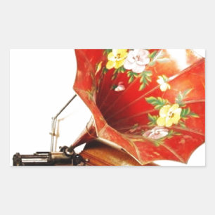 Antique Edison Home Phonograph Novelty Gifts Rektangulärt Klistermärke
