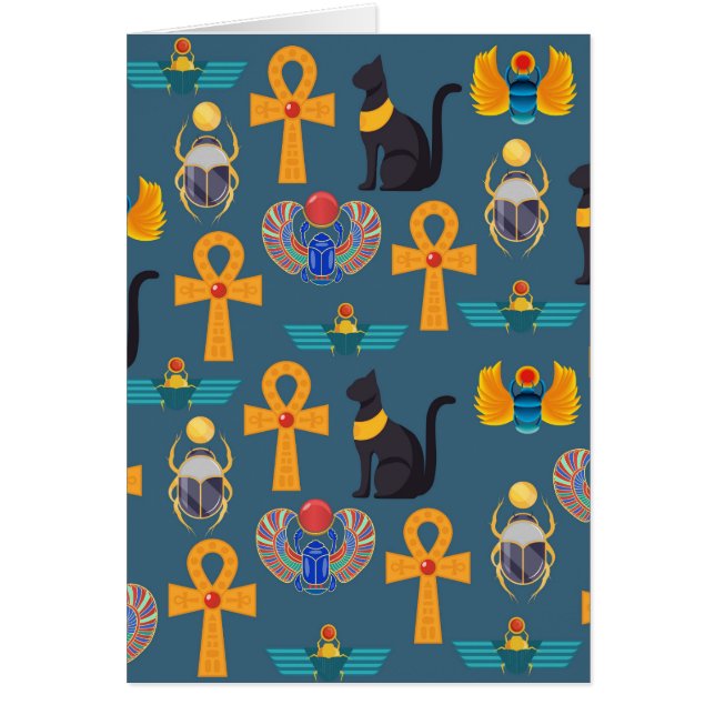Antique Egypt Pattern, Hieroglyphics digital paper Hälsningskort (Framsidan)