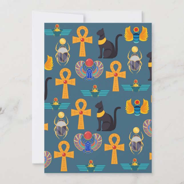 Antique Egypt Pattern, Hieroglyphics digital paper Julkort (Framsida)