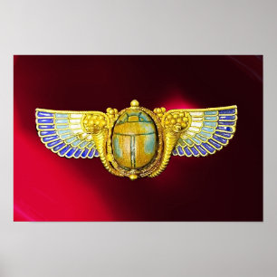 ANTIQUE EGYPTIAN WINGED SCARAB/CORNUCOPIA JEWEL POSTER