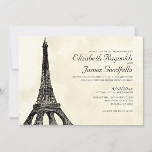 Antique Eiffel Torn bröllopsinbjudningar Inbjudningar