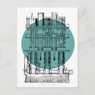 Antique Engine Diagram Vykort
