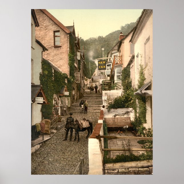 Antique England, Clovelly High Street, Devon Poster (Framsidan)