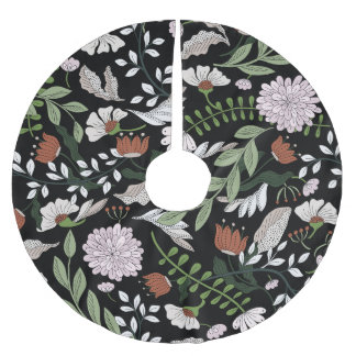 Antique Engrating Flowers Hand Pavisserligen Målat Julgransmatta Borstad Polyester